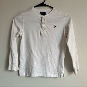 Polo by Ralph Lauren Kids White Cotton Jersey Henley Long Sleeve Shirt Size 7